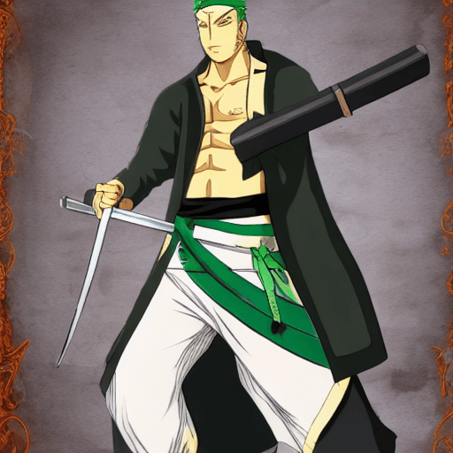 AI generated: Roronoa Zoro in demon slayer outfits 