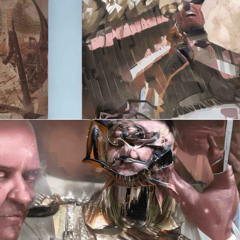 AI generated: Hyper realistic, portrait, priest, cyberpunk, look into broken mirror, realism, epic composition, ep...