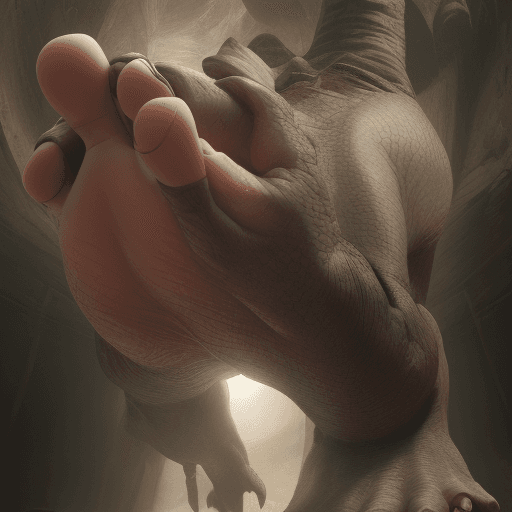 AI generated: a human foot that looks like a dinosaur's foot