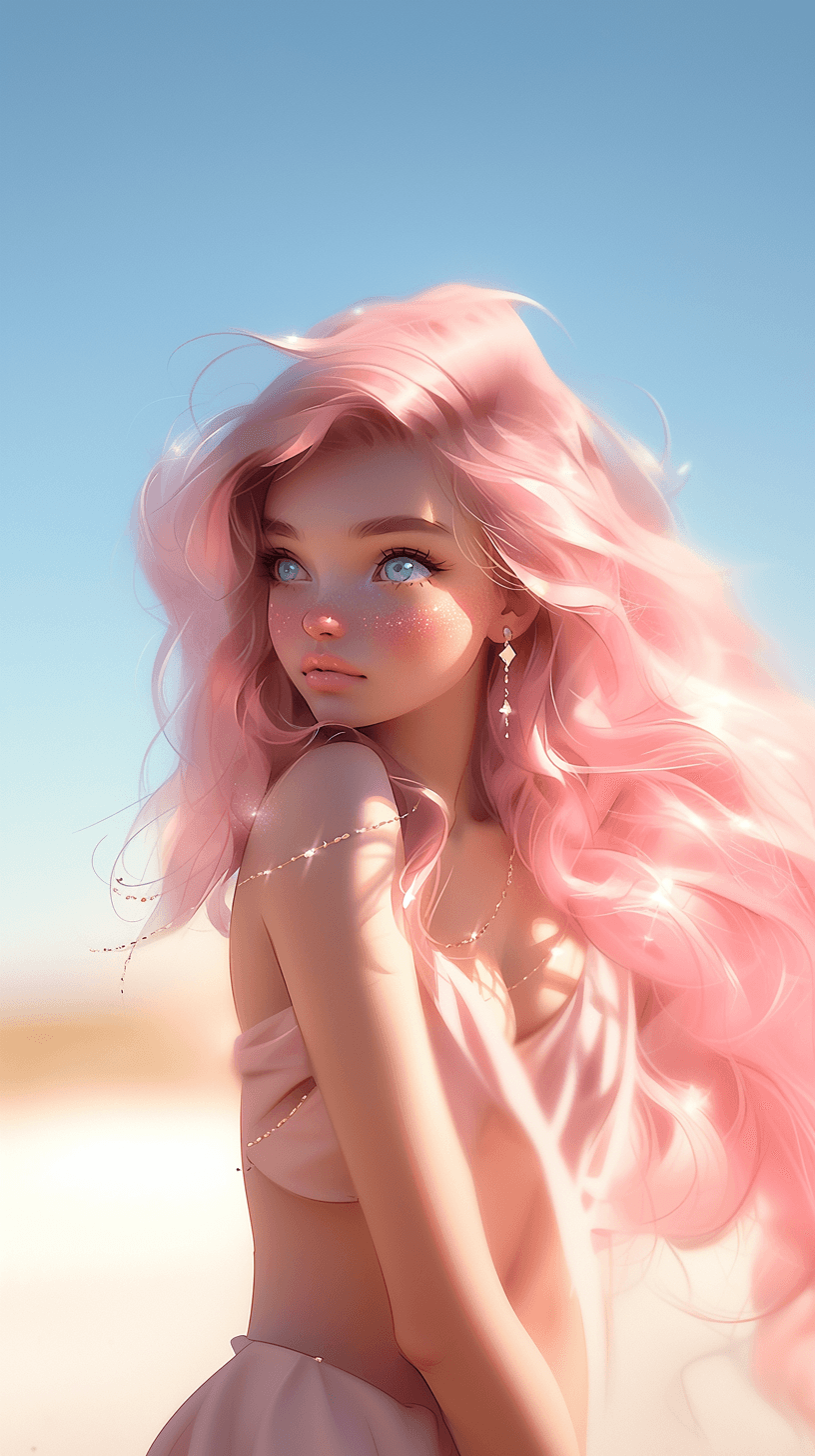AI generated: digital girl illustration by krestian storgin art, in the style of romantic soft focus and ethereal ...
