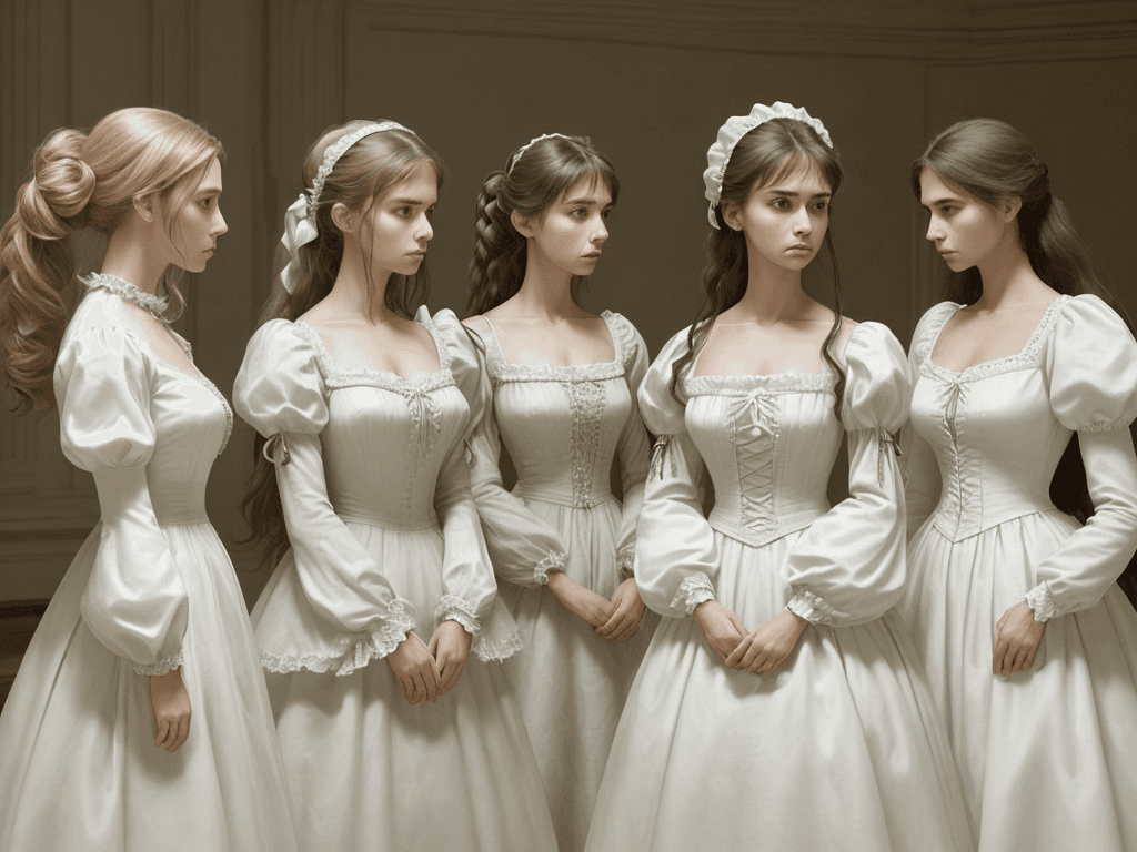 AI generated: At the center of the image, three women stand, their faces tense and worried. The woman in the cente...