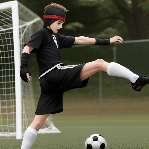 AI generated: Boy teenager, ninja, playing soccer