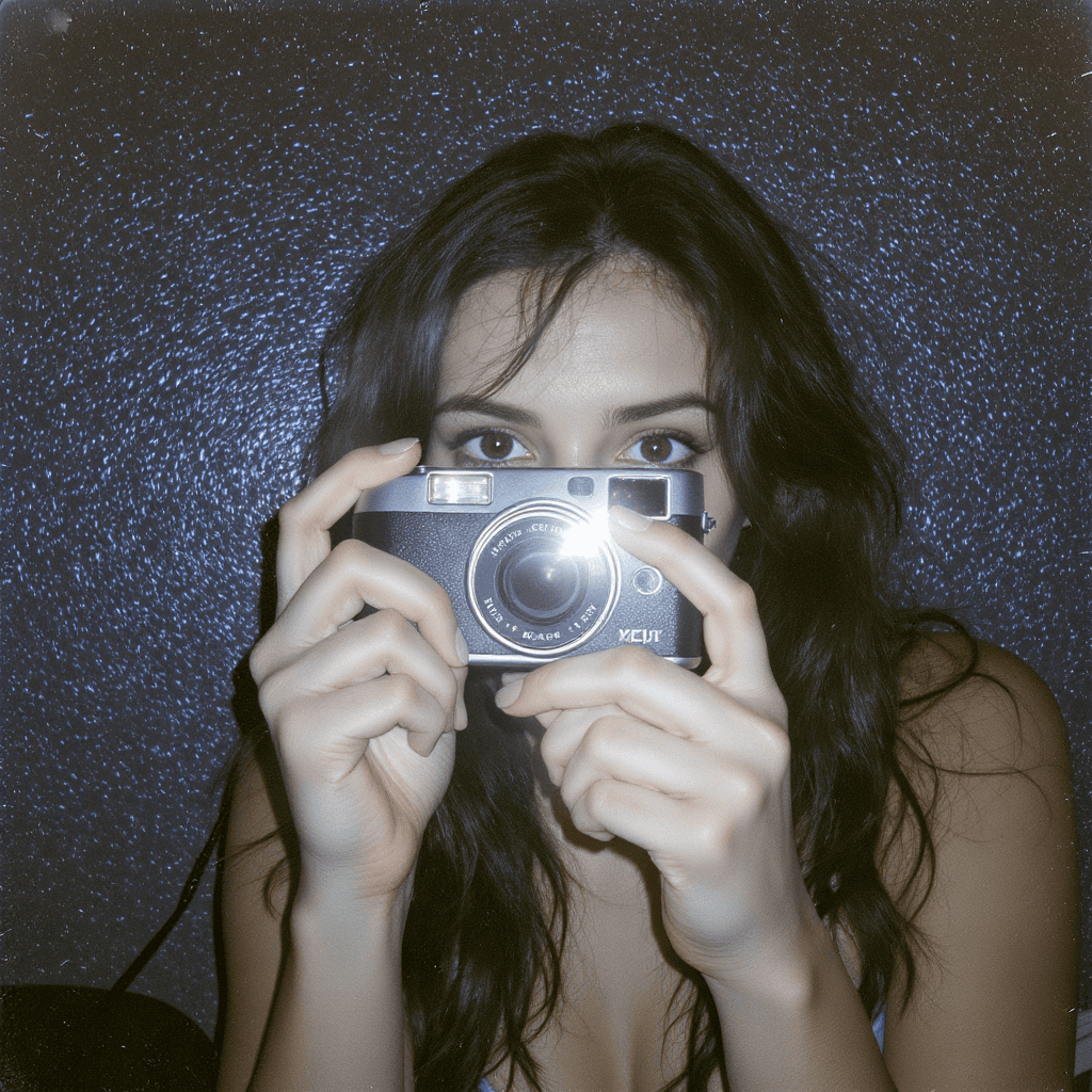 AI generated: Grainy disposable camera photo, woman --chaos 75 --ar 1:2 --stylize 750 --v 7
