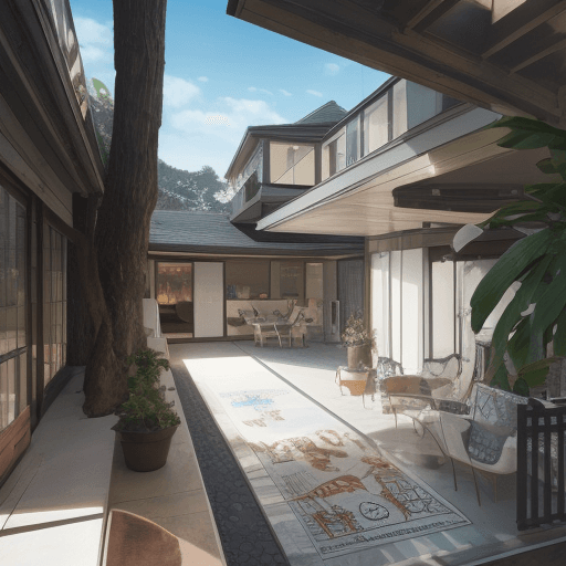 AI generated: Hyper realistic eye level exterior photo of a mid century modern style house overlooking the ocean, ...