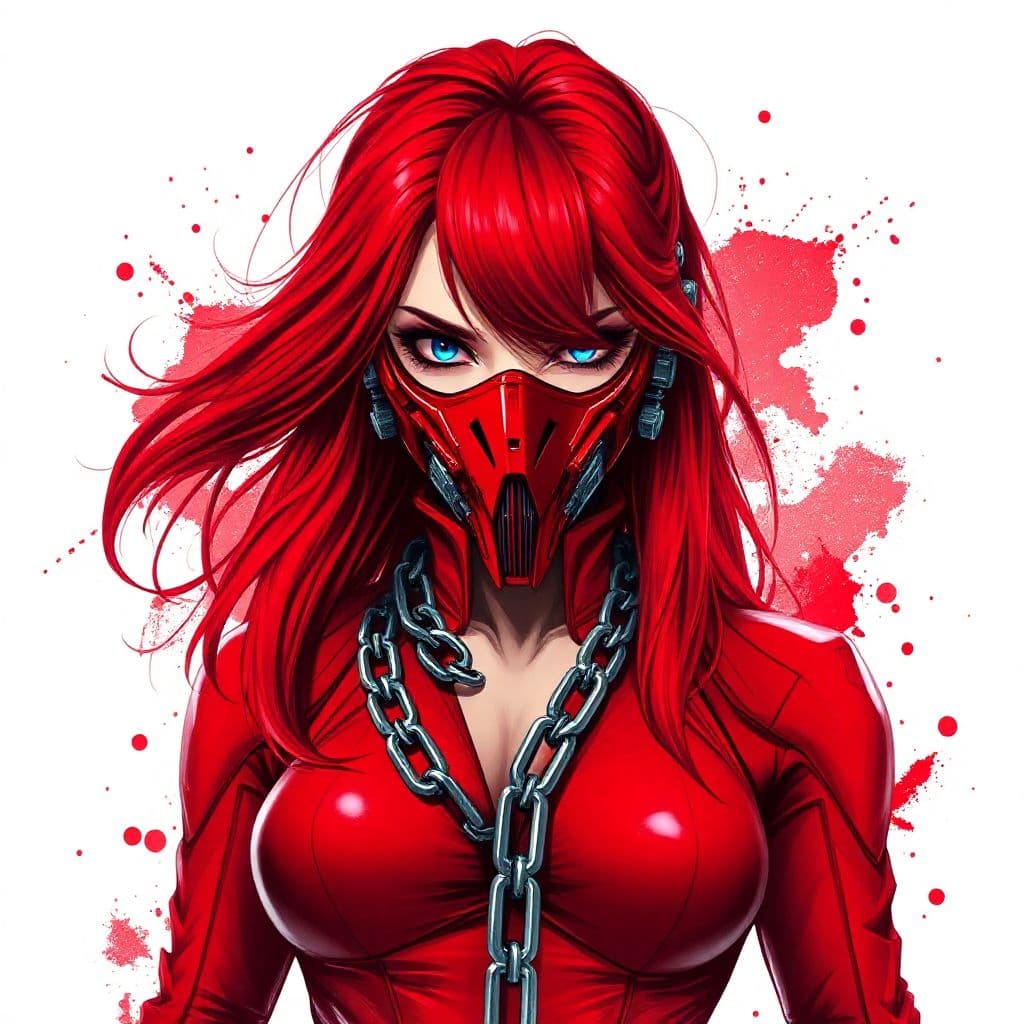AI generated: A captivating digital artwork portrays a fierce female protagonist embodying a cyberpunk aesthetic. ...