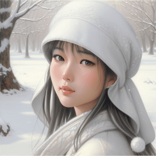 AI generated: close-up photo, in the style of xiaofei yue, snow scenes, steve hanks, white and silver, normcore, c...