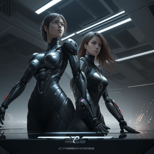 AI generated: Cybernetics, action movie protagonist, cross-cutting scenes of two women, repeating patterns, unreal...