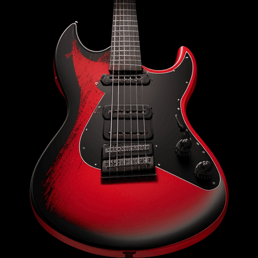 AI generated: hyperrealistic logo, YBA, red color, black background, black and red electric guitar