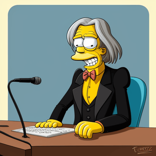 AI generated: 2d cartoon with simpsons style of Franz Liszt 