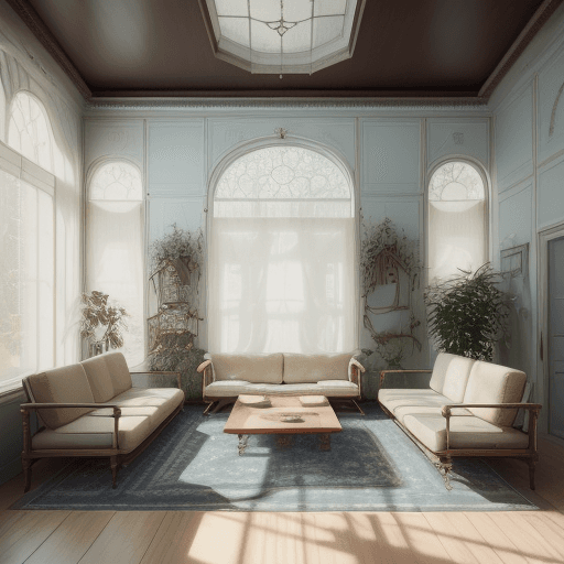 AI generated: High resolution photography interior design, dreamy sunken living room conversation pit, wooden floo...