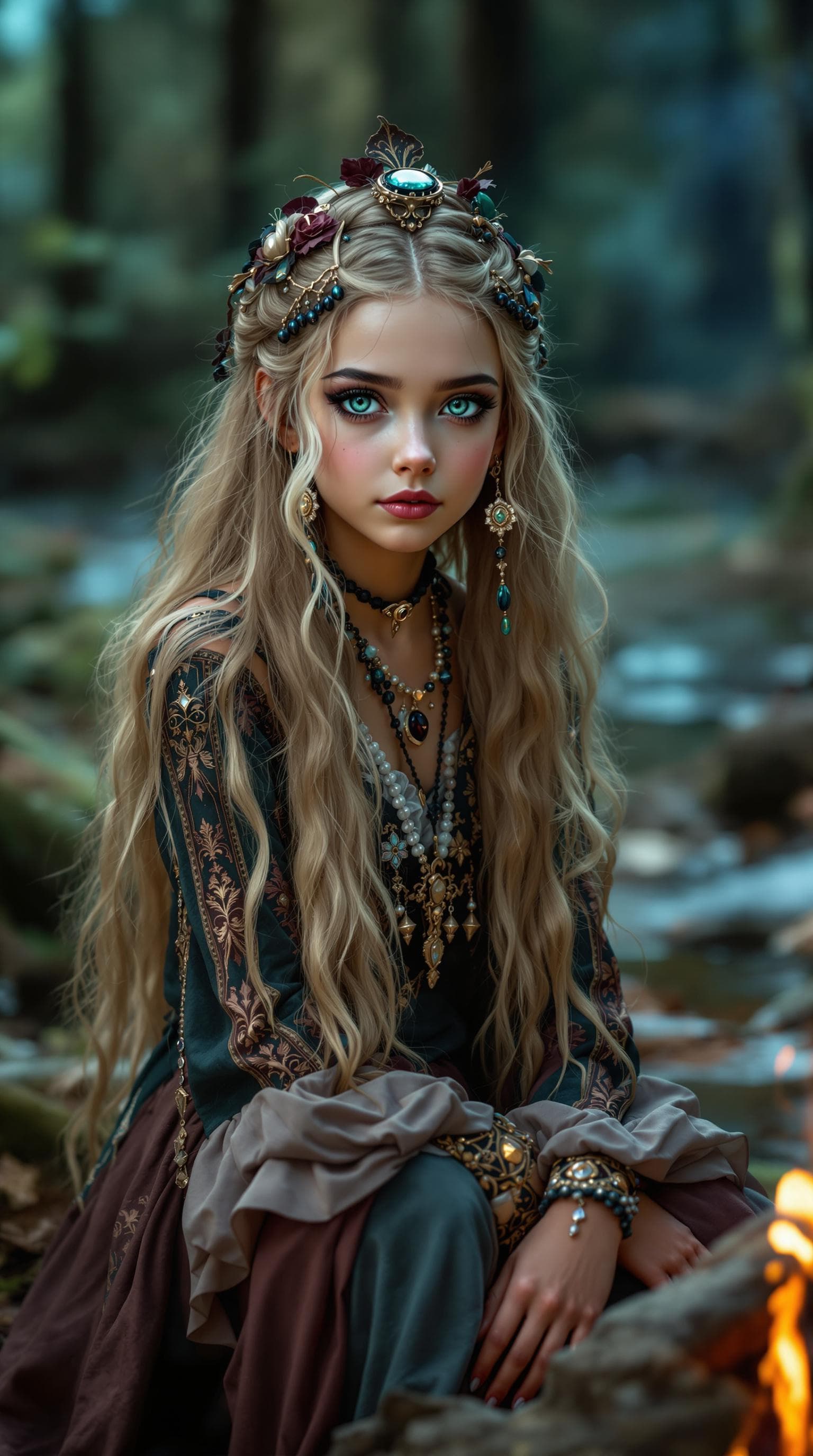 AI generated: a professional photo of a exceptionally of the most beautiful girl in the world, Transylvanian gypsy...