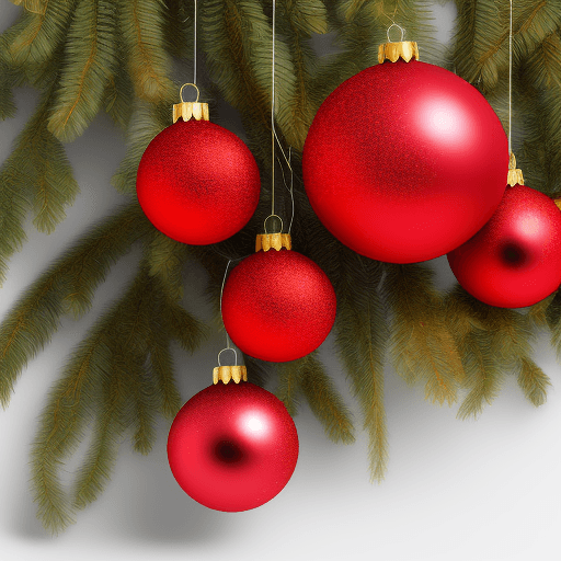 AI generated: colorfull, happy, red christmas balls, 
on a branch