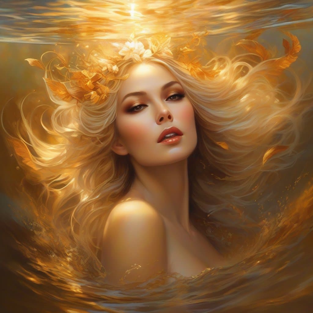 AI generated: portrait in water and gold style