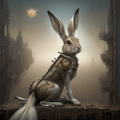 AI generated: hare:: in the style of realistic hyper-detailed portraits, meticulously detailed, andrea kowch, futu...