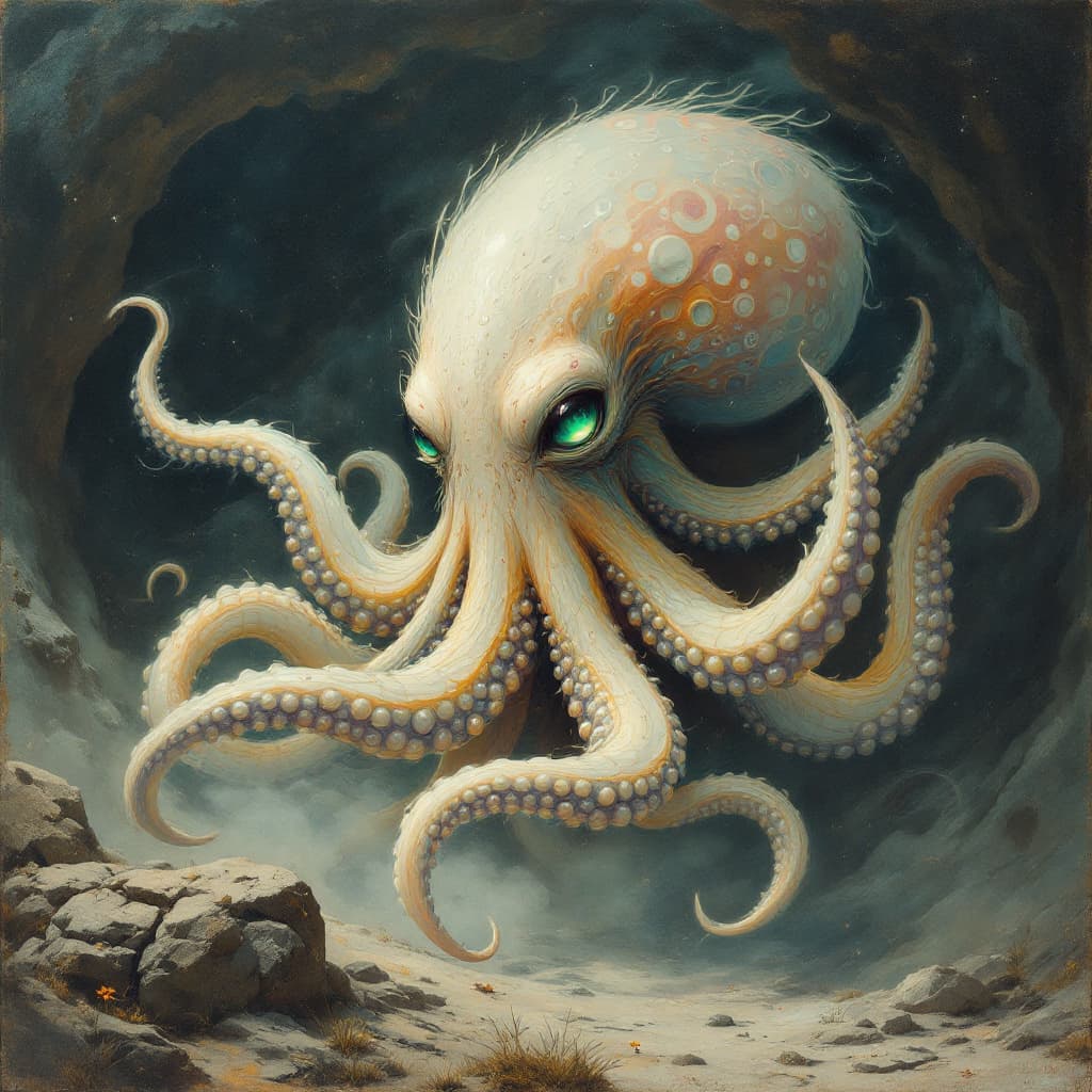 AI generated: A strikingly mystical creature, reminiscent of a large, magical female monster, takes center stage i...