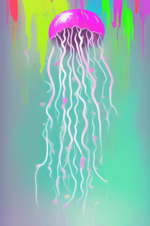 AI generated: Impactful composition, dripping jellyfish(neon:0.4), happy birthdaytext, realistic , high detail, wh...