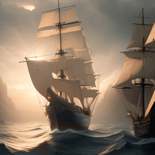 AI generated: Letter mark DeL ReY, Photo of a ultra realistic sailing ship, dramatic light, pale sunrise, cinemati...