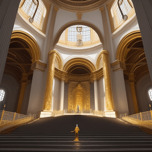 AI generated: Imagine uma cena mitológica em um templo grandioso no topo do Monte Ágia. No centro da imagem, temos...