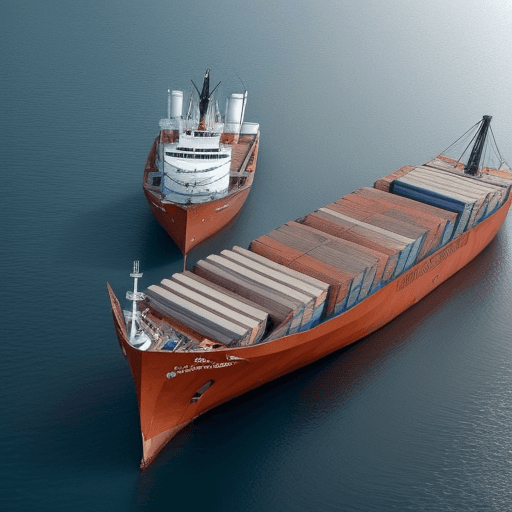 AI generated: imagen la plataforma de un puerto donde se observen barcos, contenedores, gruas, personas trabajando