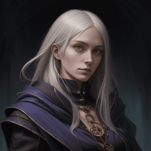 AI generated: the portrait of a human warlock called sheona
