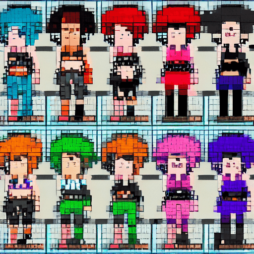 AI generated: 2d sprite sheet of a female pirate with short white hair