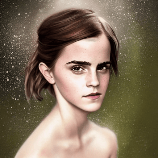 AI generated: full body shot of emma watson showing full body, round eyes and short messy hair shot outside, nude ...