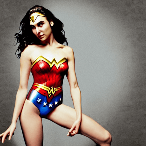 AI generated: gal gadot, T-Shirt, lofi colors, lofi vibes, wonder woman