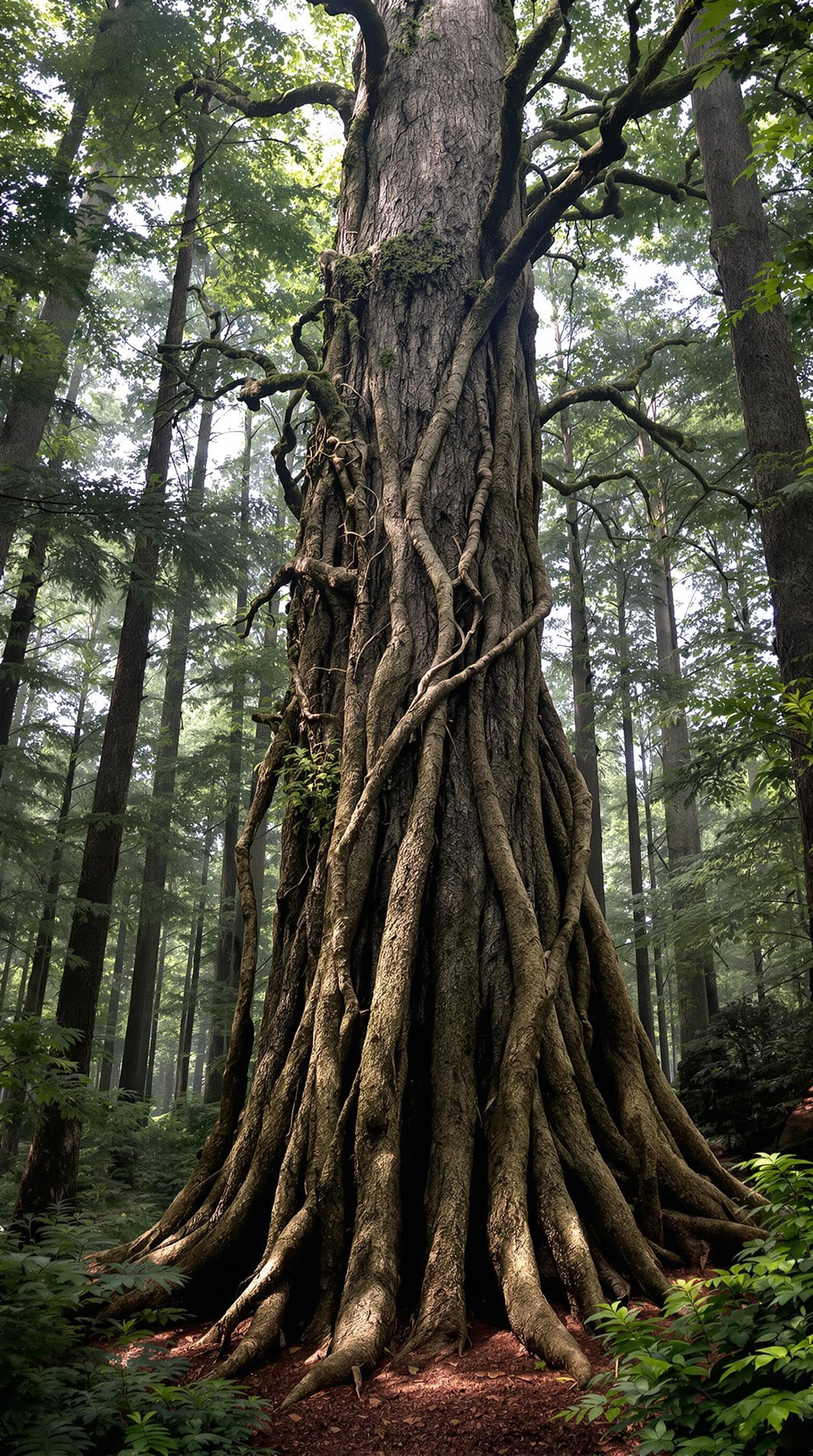 AI generated: An ancient forest guardian stands tall and imposing, its bark-covered skin resembling the rugged tru...