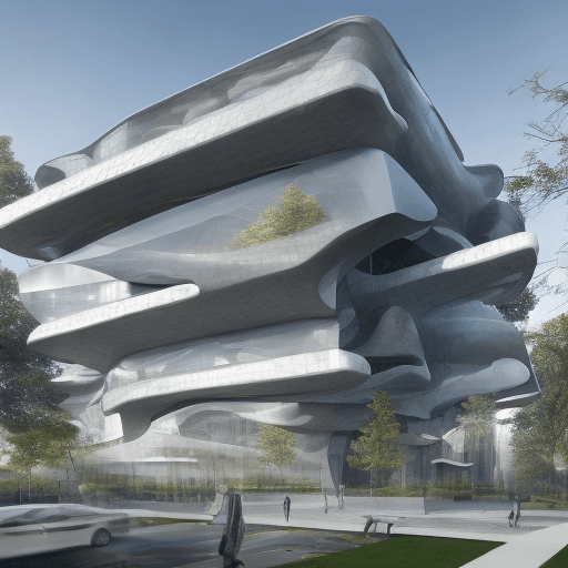 AI generated: Create an imaginative and realistic digital rendering of a modern building design that seamlessly in...