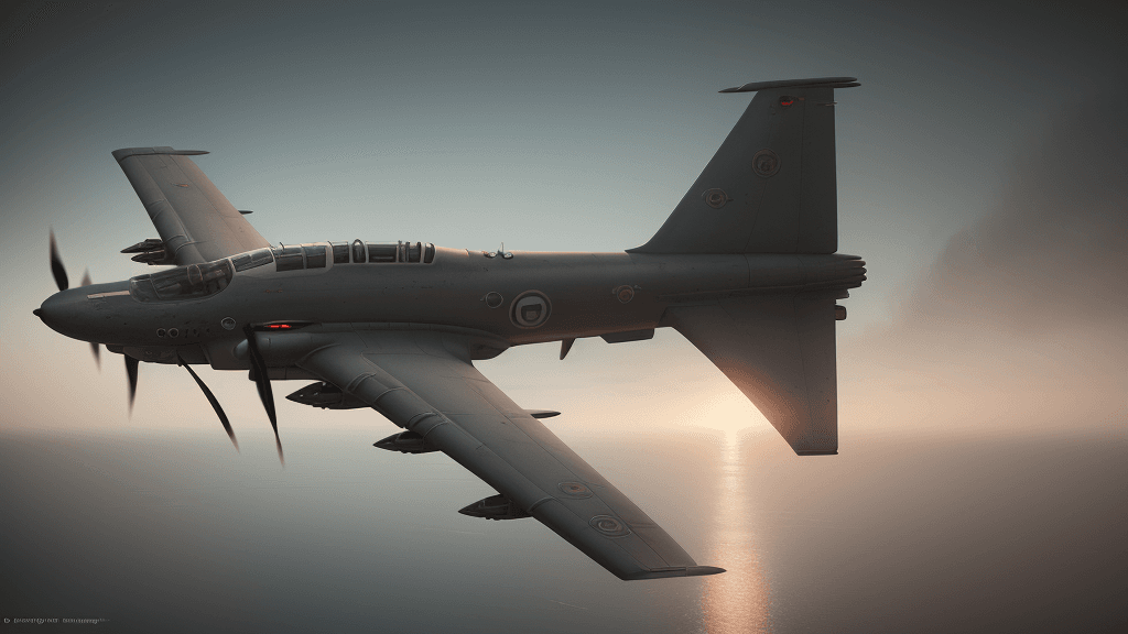 AI generated: Photo of a ultra realistic bomber drone, tense light, pale sunrise, cinematic lighting, battered, lo...