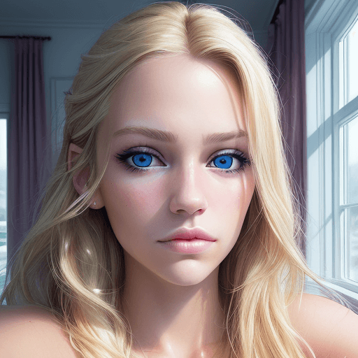 AI generated: A selfie portrait of a beautiful blond girl, dark blonde hair ((chanel style)) with pink highligts. ...