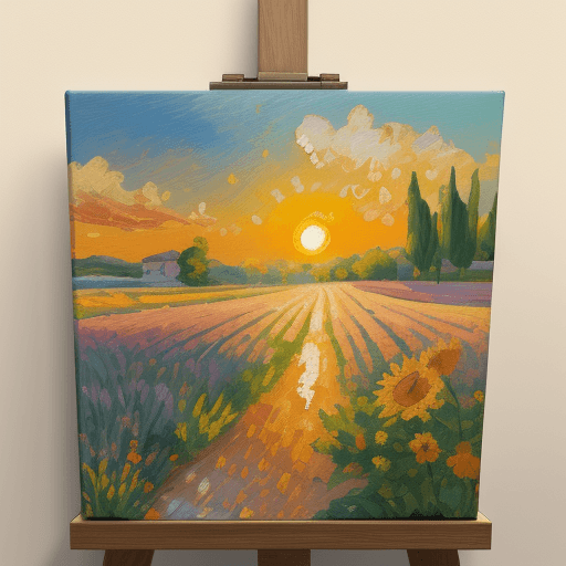 AI generated: impressionist painting on canvas of Provence, in the style of impressionist masters, warm colors, de...
