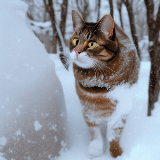 AI generated: a cat on snow