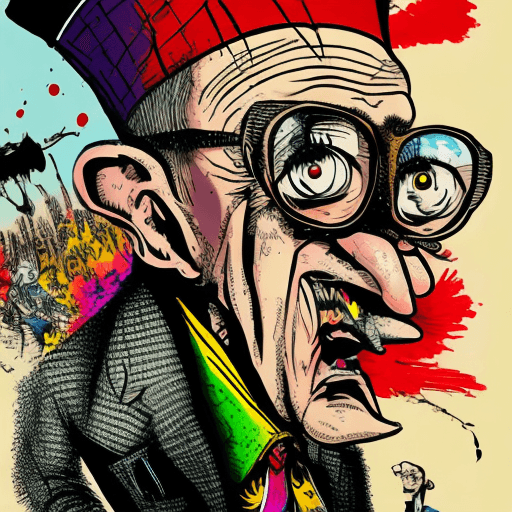 AI generated: sophisticated propaganda done in cartoonist style of Ralph Steadman intricate high detail high defin...