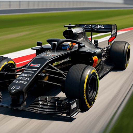AI generated: Ultra realistic image of a black formula 1 car on the track
