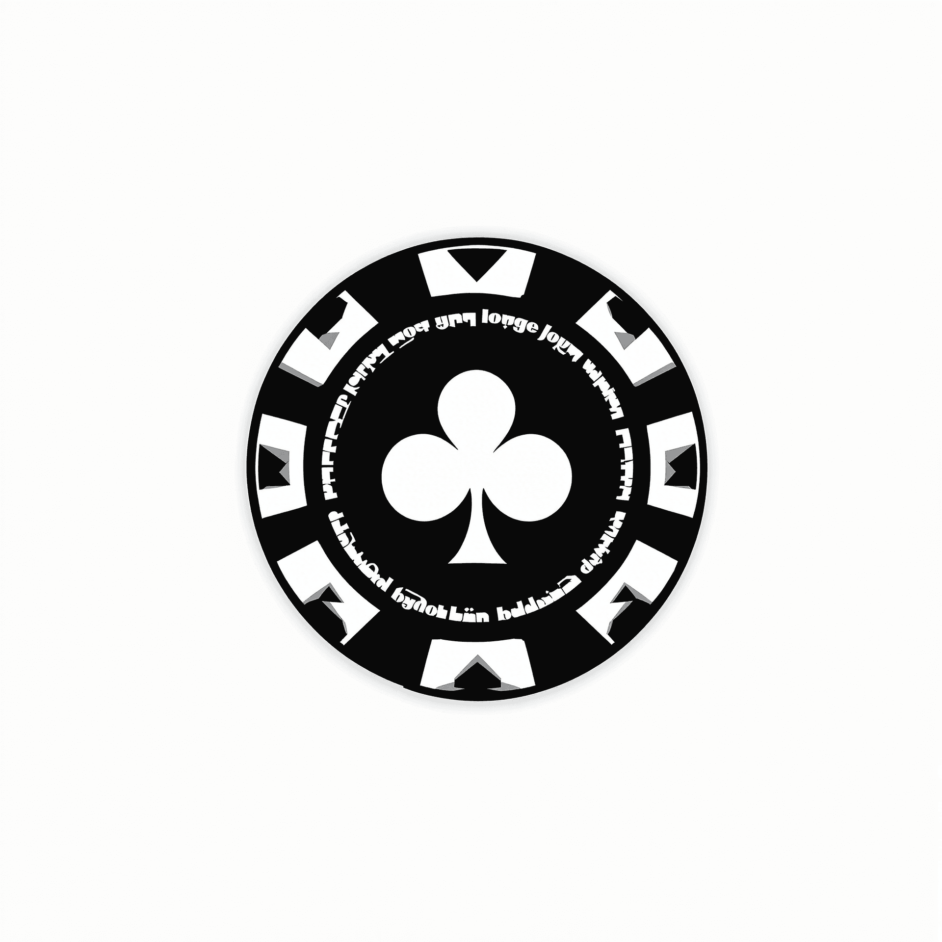AI generated: Circular poker chip, black and white, casino style, simple design. Detailed graphic of a poker chip ...