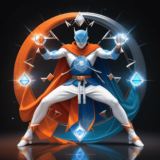 AI generated: white full background l, icon representing hero the Taskmaster , natural color, magic runes decorati...
