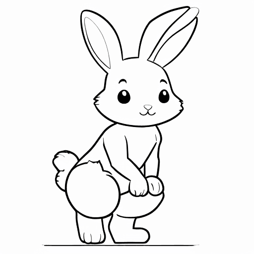 AI generated: b/w outline art for kids coloring book page, rabbit, Kids coloring pages, full white, kids style, wh...