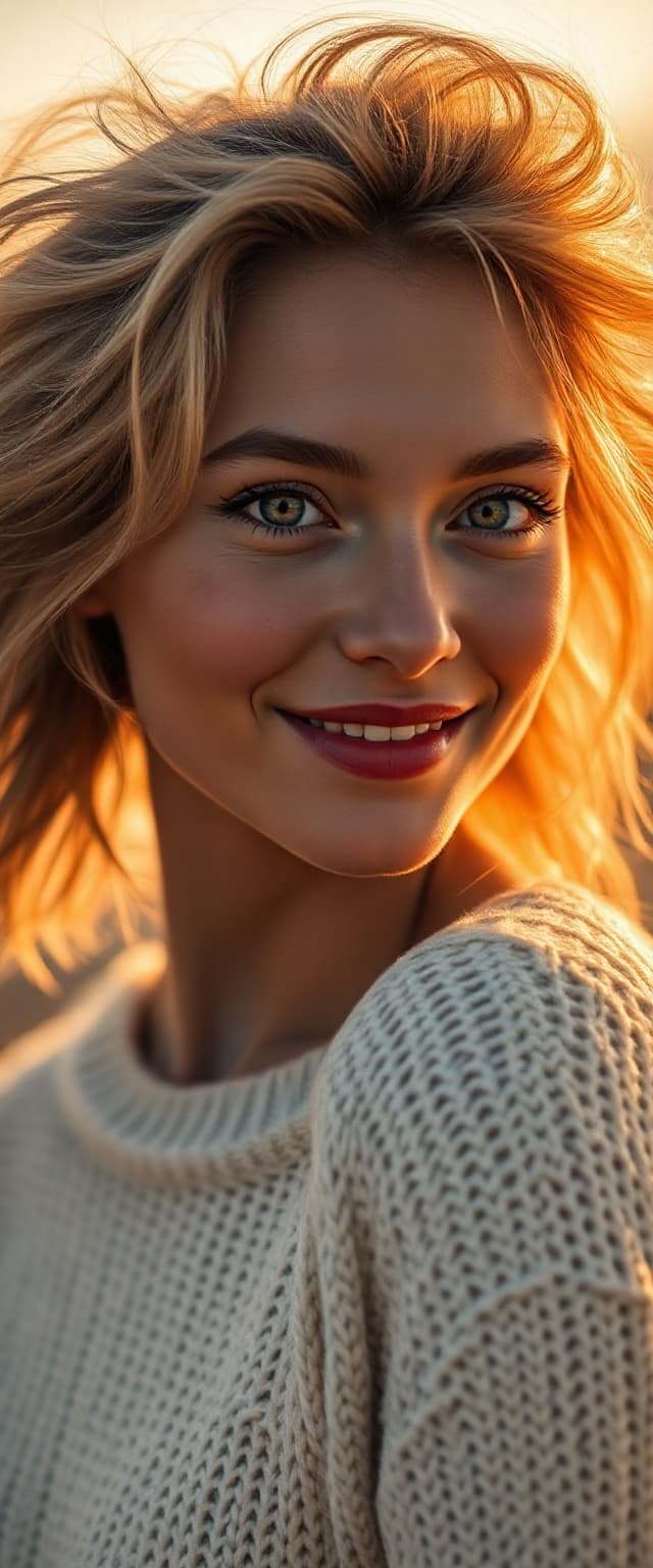 AI generated: "Professional cinematic portrait photograph, Sony A1 50.1MP, 260mm lens. Subject: slender supermodel...