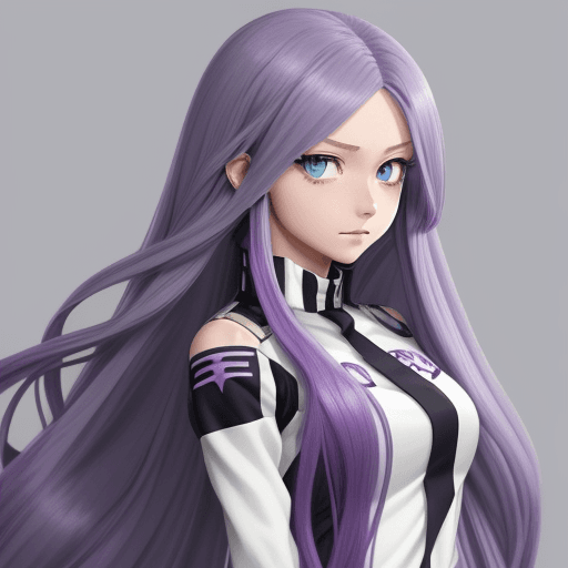 AI generated: very long hair, gorgeous girl, very very long hair ((purple hair)), ((grey-blue eyes)), (Boku no her...
