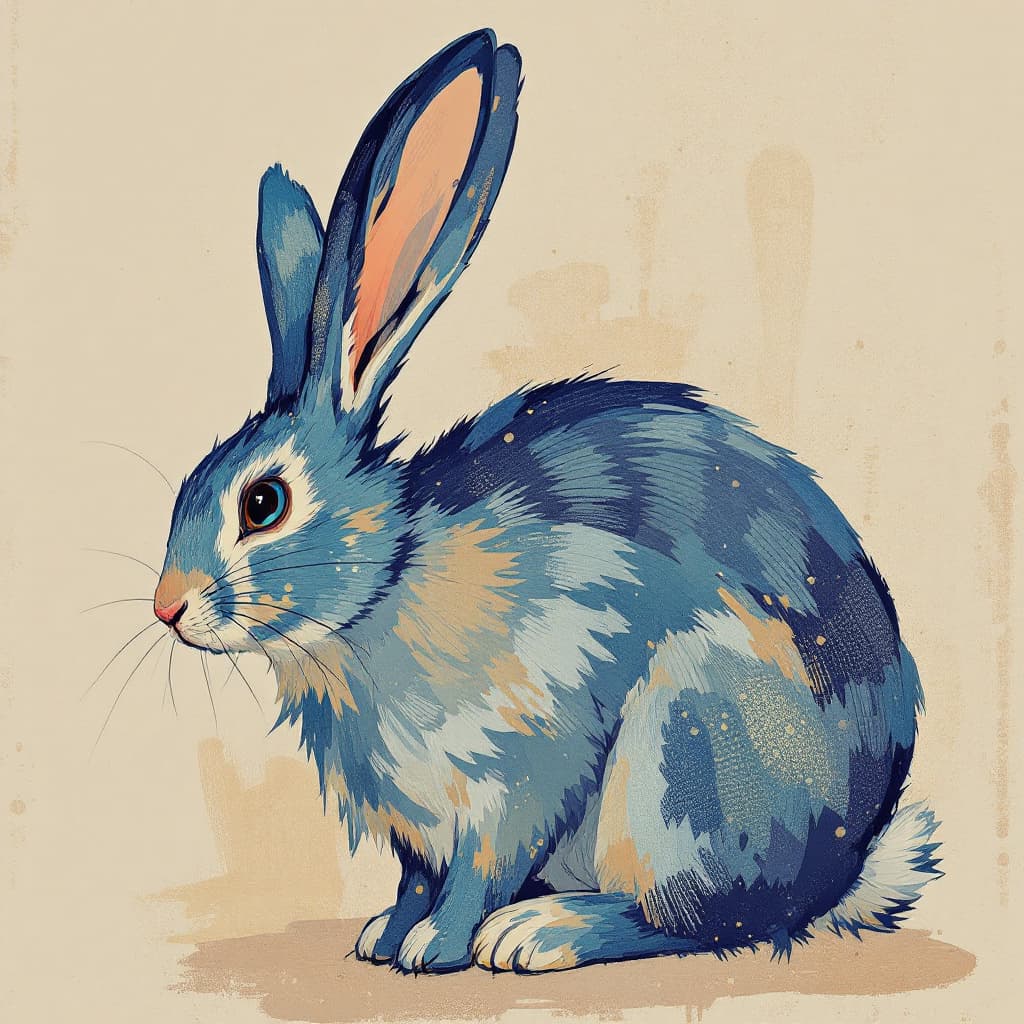 AI generated: girl, blue hair, rabbit