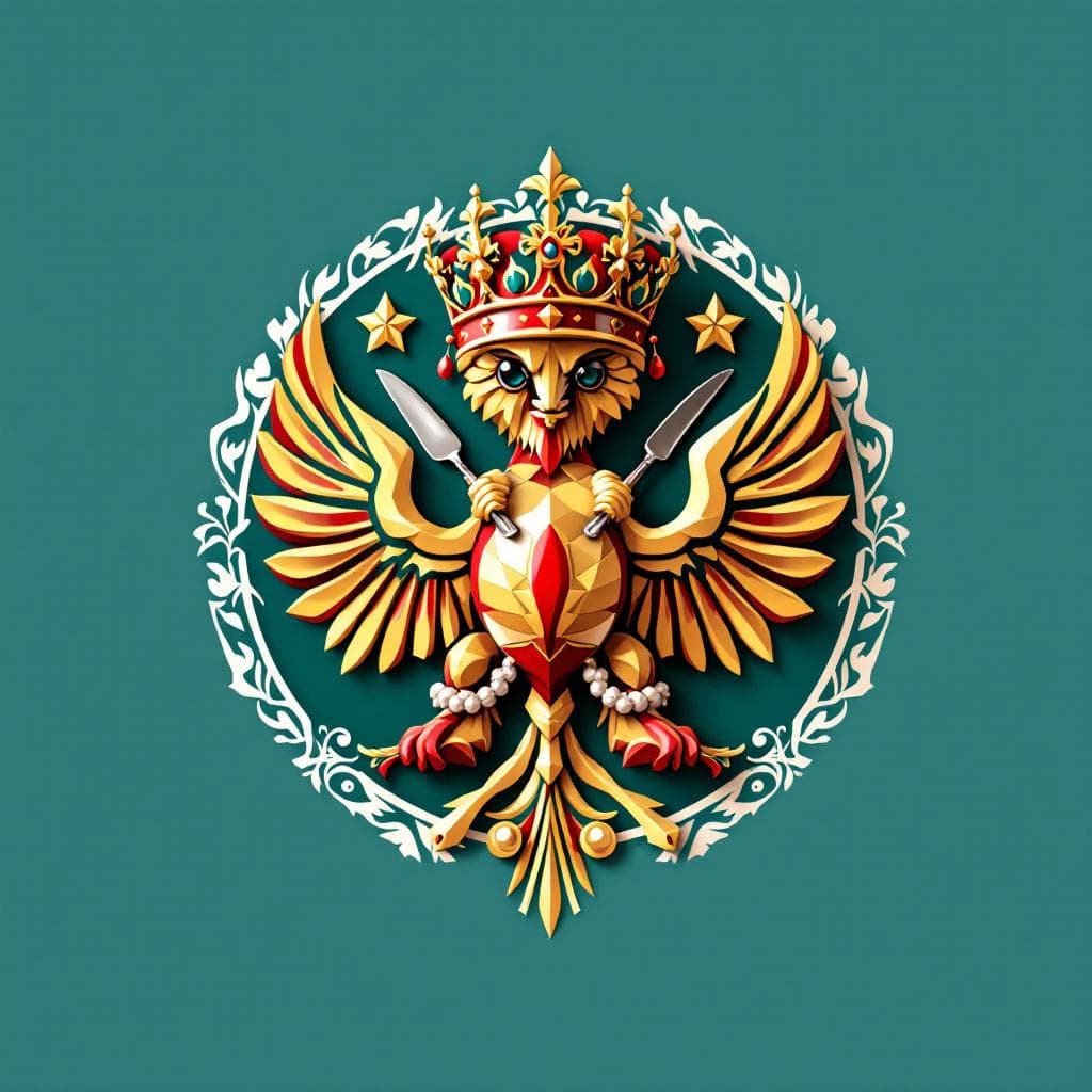 AI generated: create the logo with 3d style about russian national restaurant 