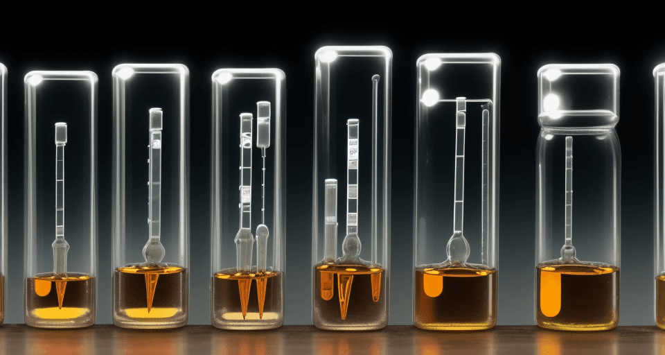AI generated: High resolution photograph of test tubes in close-up on a table in a laboratory