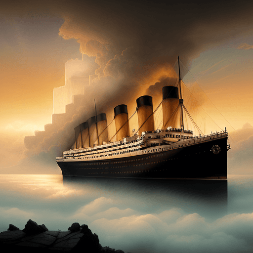 AI generated: the titanic on a cloud, sundawn