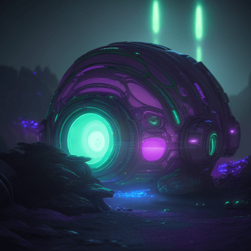 AI generated: neon lit alien planet, Sci-fi, hyperdetail glow in the dark colors, gloomy illumination, award-winni...