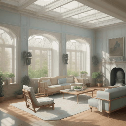 AI generated: High resolution photography interior design, dreamy sunken living room conversation pit, wooden floo...