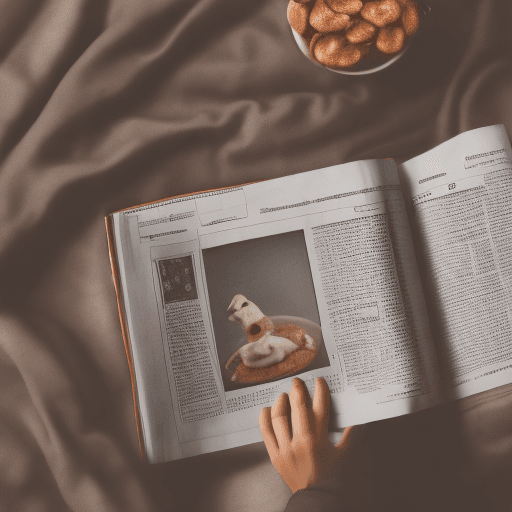 AI generated: anthropomorphic pug dog, in a robe, eating breakfast and reading the newspaper, lightroom, cinematic...
