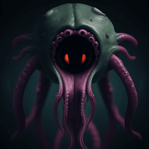 AI generated:  high quality foto of a scary alien, with one hole instead of eyes, as mouth tentacles, long tentacl...