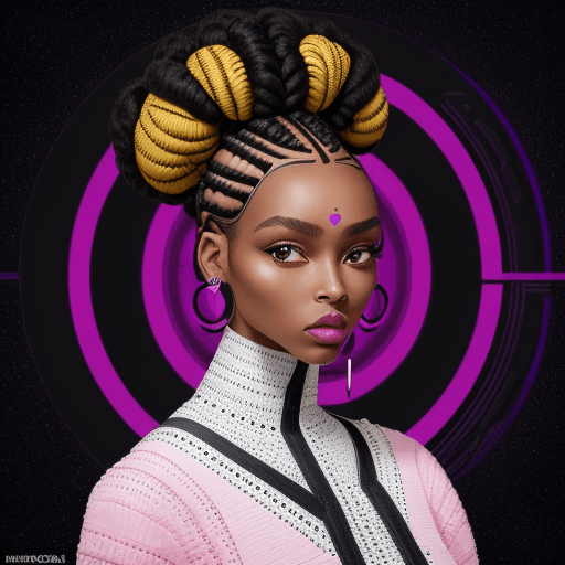 AI generated: Fashion black model perfect harmony face Intergalactic Girl, (v5.1) Geometric Elegance future style,...