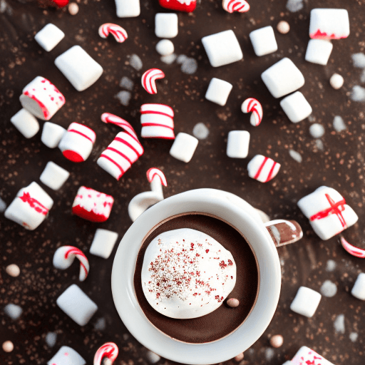 AI generated: A warm and comforting design featuring a steaming mug of hot chocolate in the center, adorned with w...